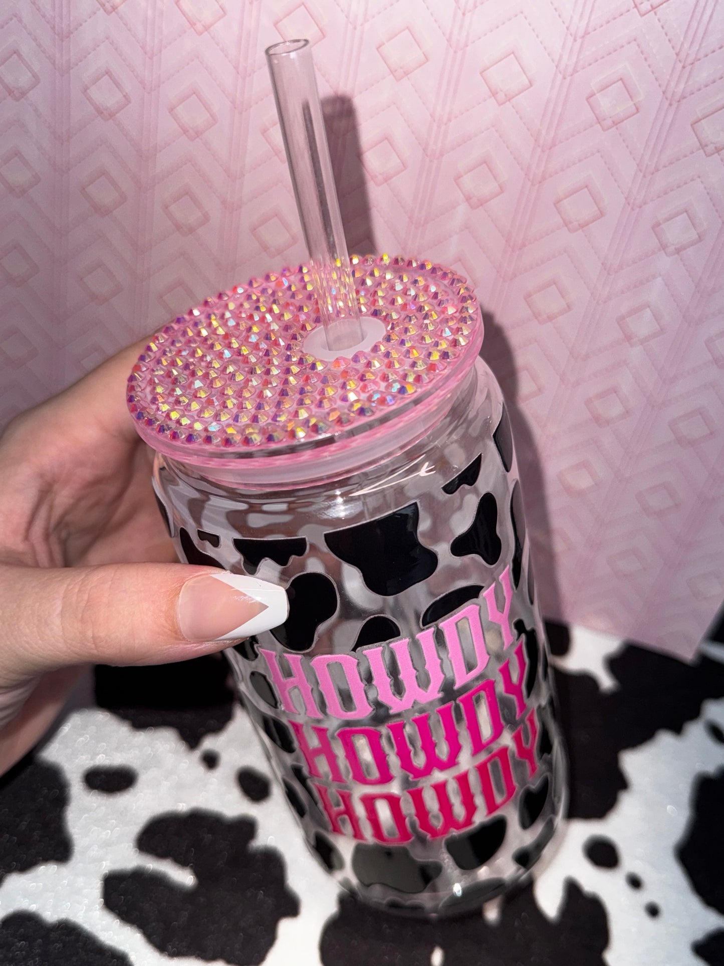 Pink Howdy Cow Print Cup